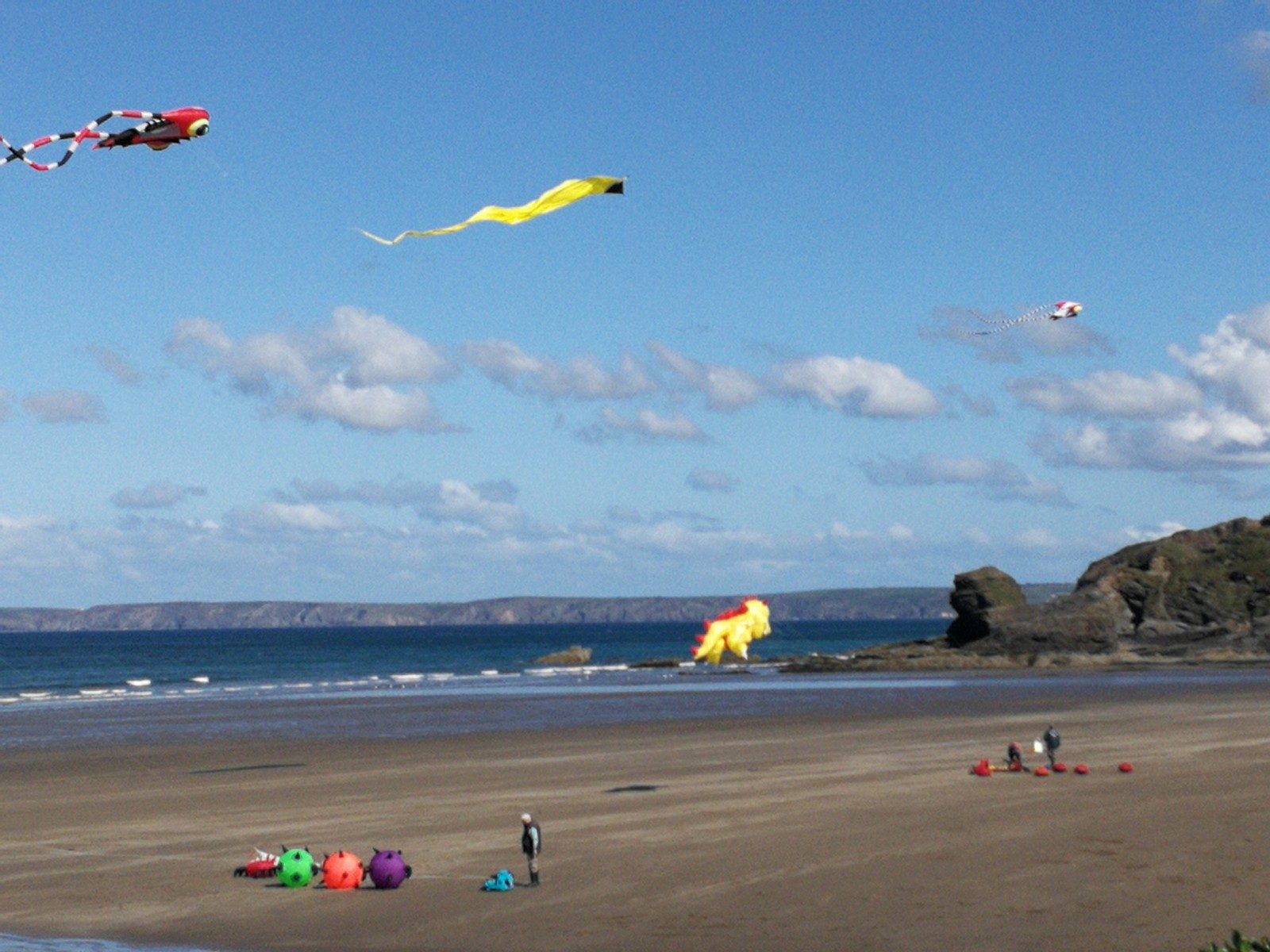 Large kites being flown at the annual gala in May